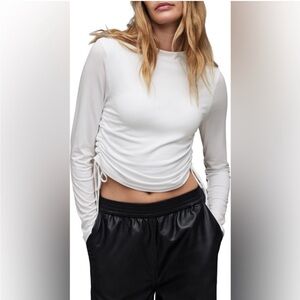 All Saints Beta Ruched
Funnel Neck Crop Top.